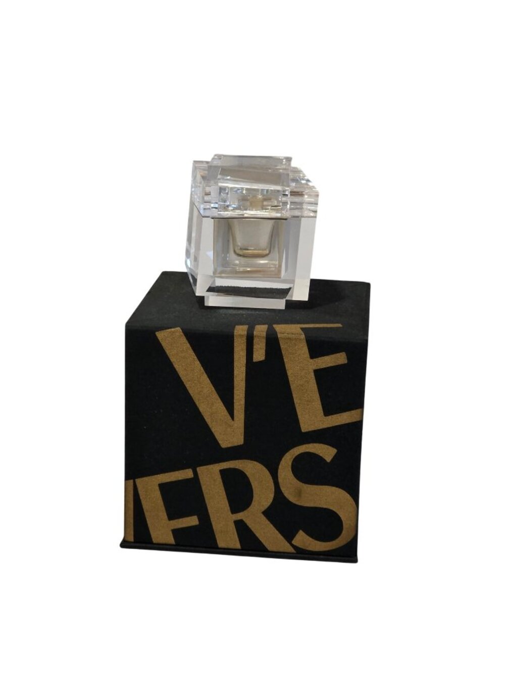 1990 Versace Limited Edition Baccarat Lucite Cube Perfume Empty Bottle w Box